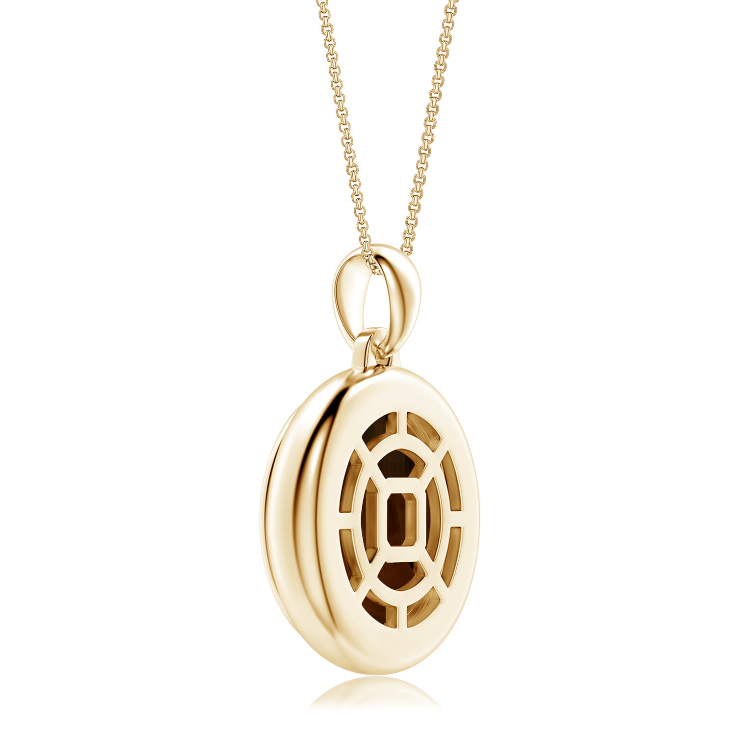 ❁Ma❁ Bezel-Set Round Tiger's Eye Men's Medallion Pendant With Chain