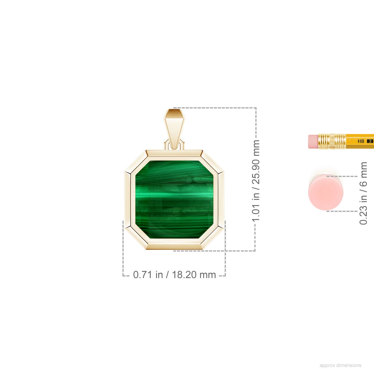 Square Emerald-Cut Malachite Men's Octagon Medallion Pendant