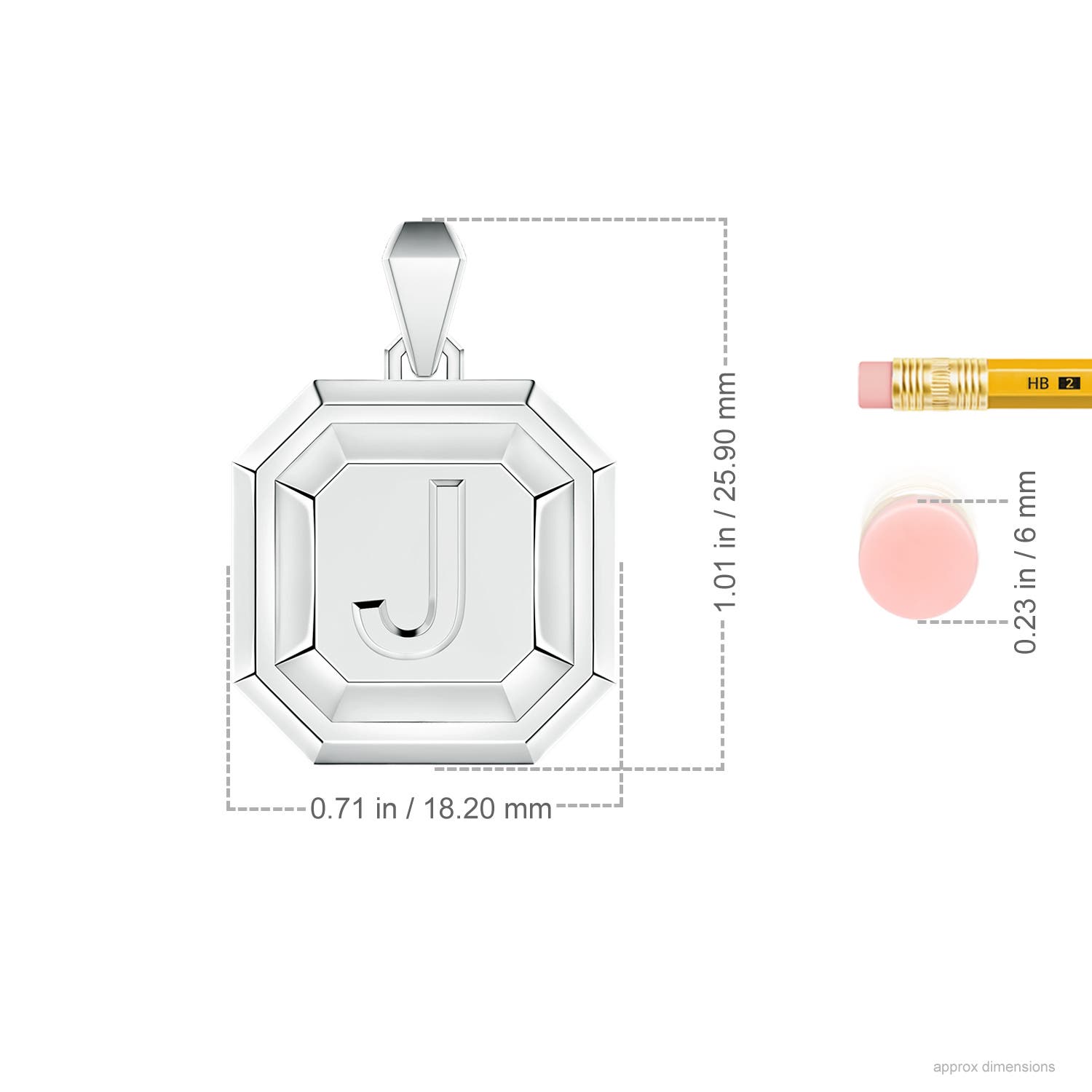 Men's Capital 'J' Octagon Medallion Initial Pendant With Chain