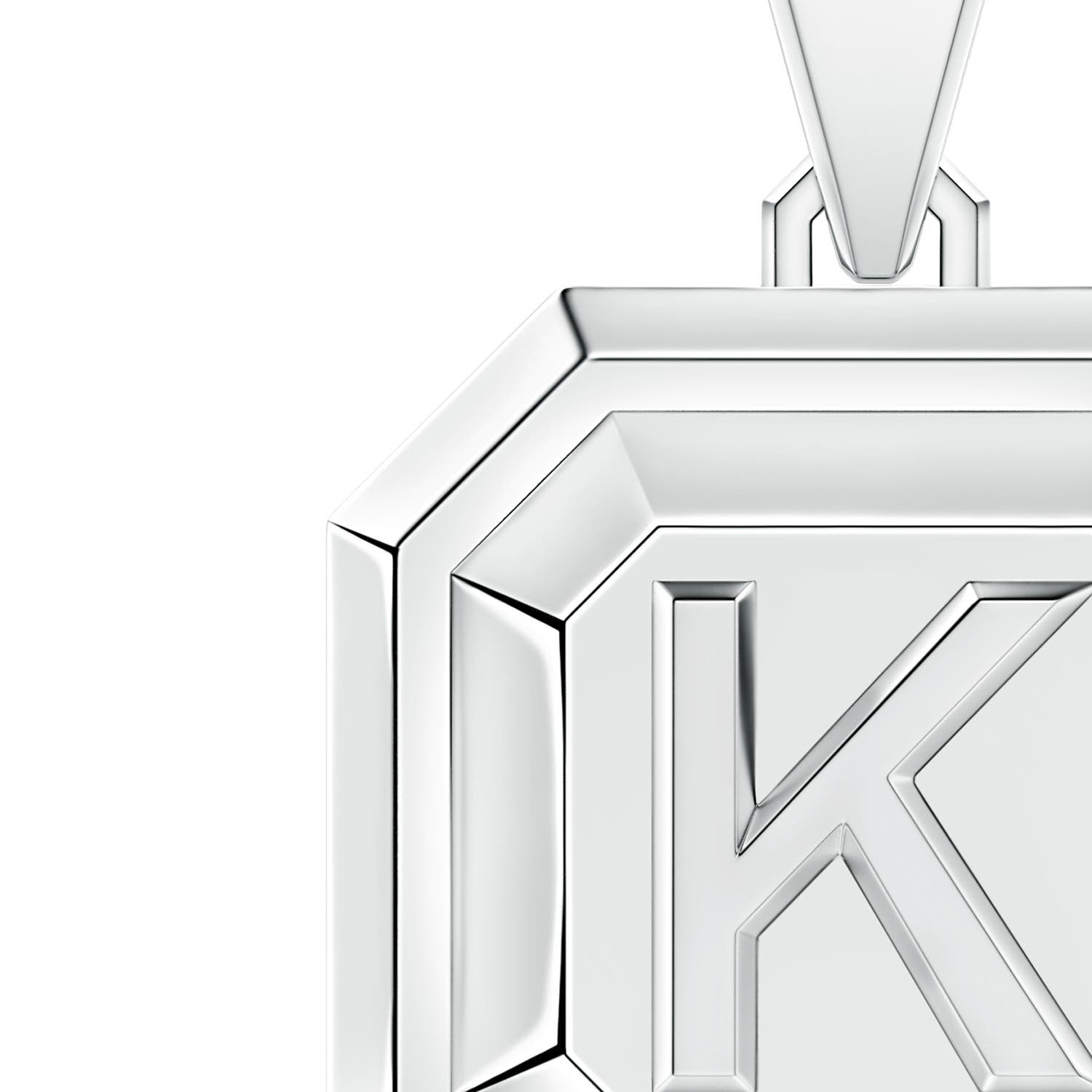 Men's Capital 'K' Octagon Medallion Initial Pendant With Chain