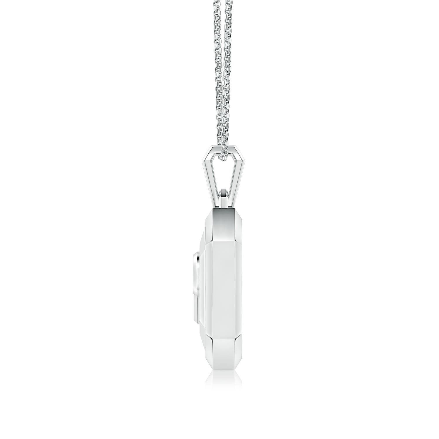Men's Capital 'P' Octagon Medallion Initial Pendant With Chain