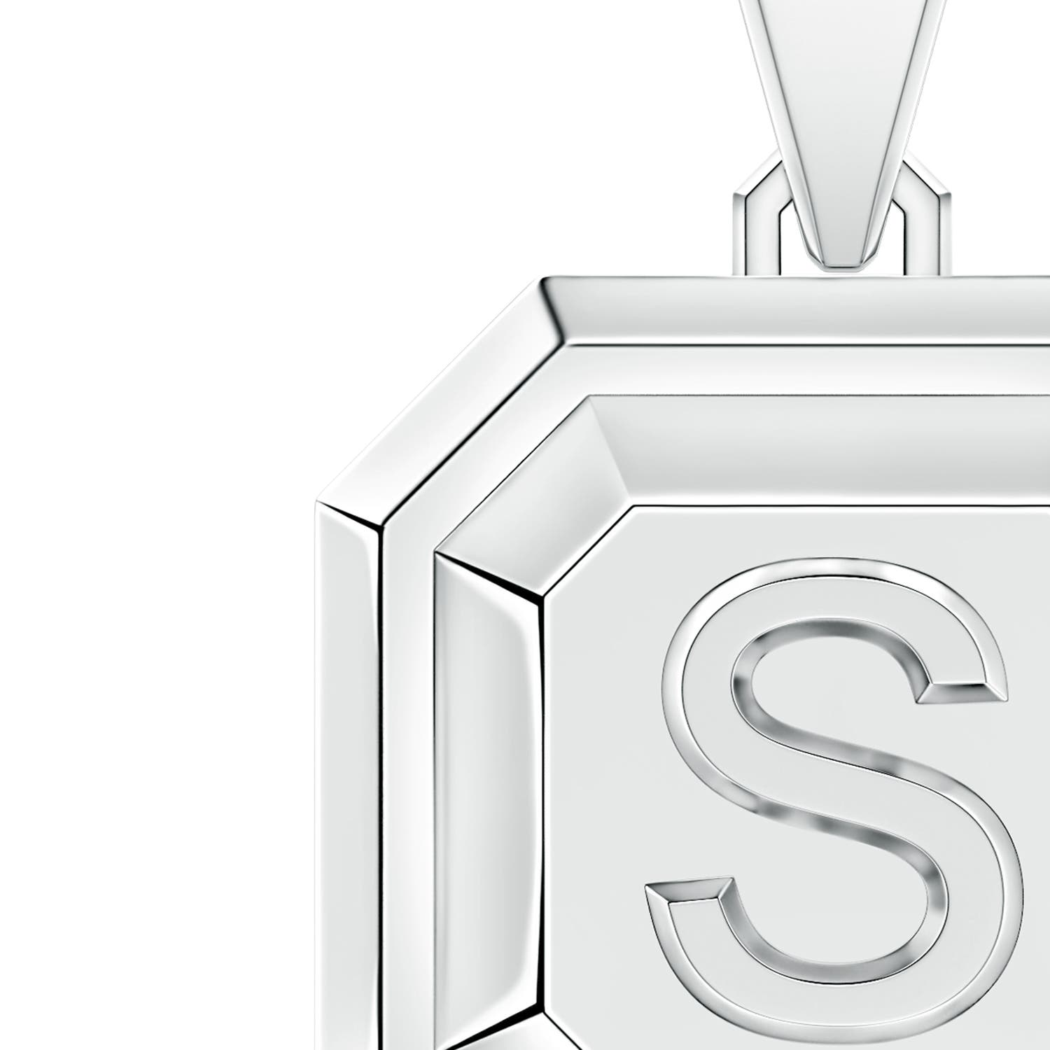 Men's Capital 'S' Octagon Medallion Initial Pendant With Chain