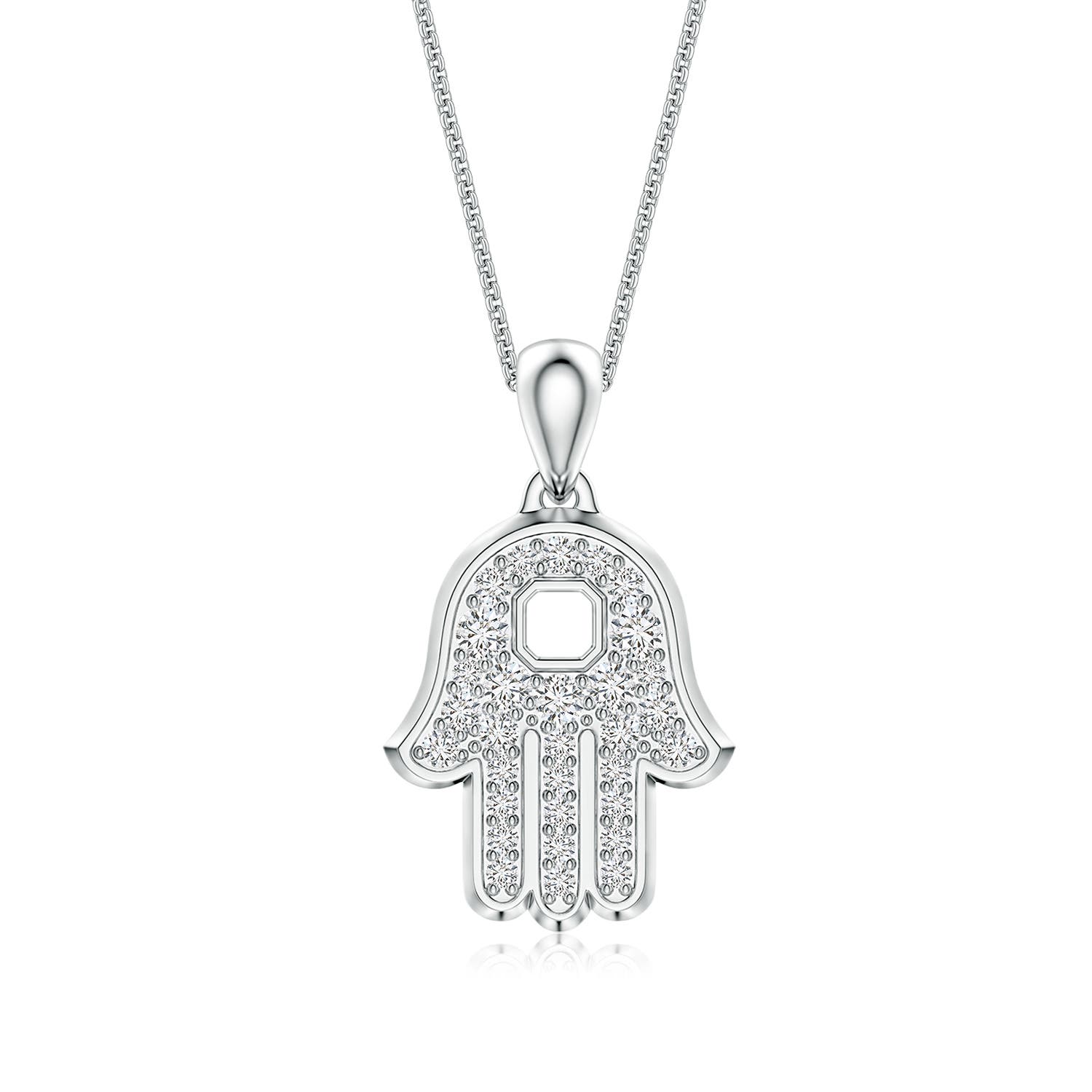 2.2mm HSI2 Pavé-Set Diamond Men’s Hamsa Pendant in White Gold
