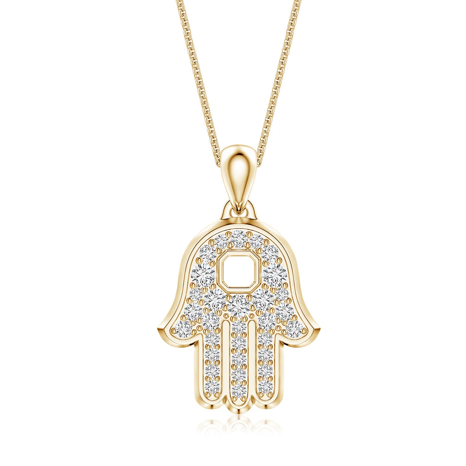 2.4mm HSI2 Pavé-Set Diamond Men’s Hamsa Pendant in Yellow Gold