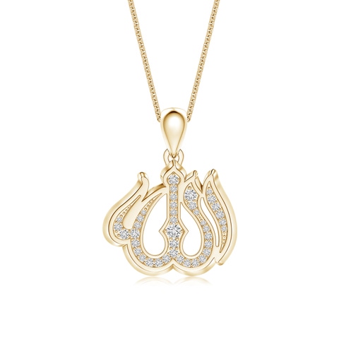 1.8mm HSI2 Pavé-Set Diamond Men’s Allah Pendant in Yellow Gold
