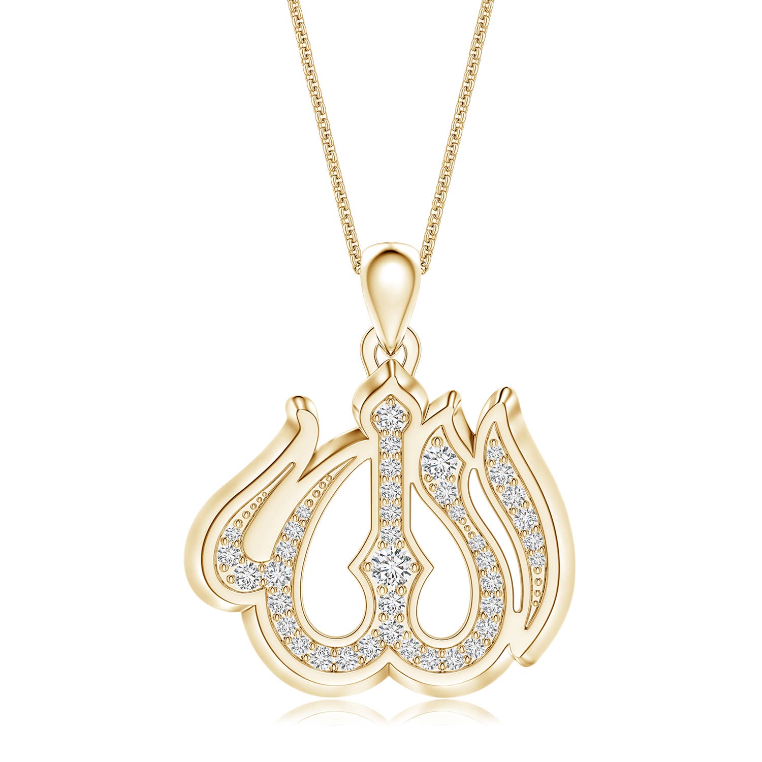 2.5mm HSI2 Pavé-Set Diamond Men’s Allah Pendant in Yellow Gold