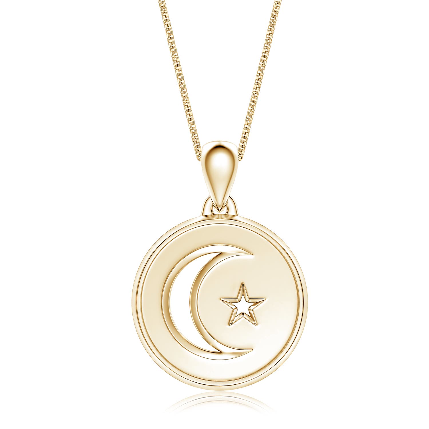 Men’s Crescent Moon and Star Pendant in Yellow Gold