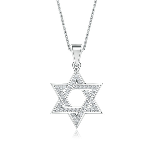 1.05mm GVS2 Pavé-Set Diamond Men's Star of David Pendant in White Gold