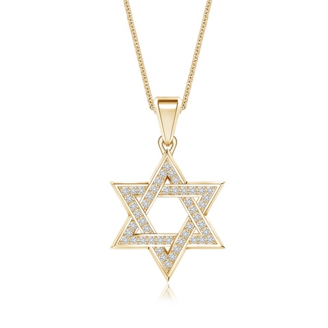 1.05mm HSI2 Pavé-Set Diamond Men's Star of David Pendant in Yellow Gold