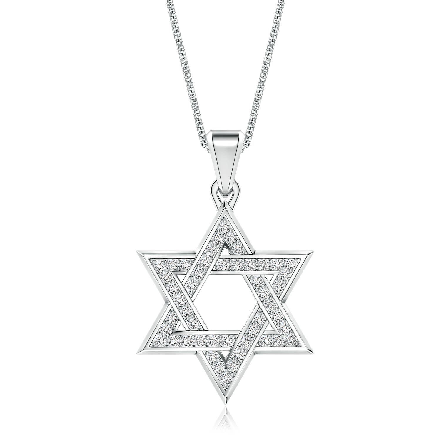 1.2mm HSI2 Pavé-Set Diamond Men's Star of David Pendant in White Gold