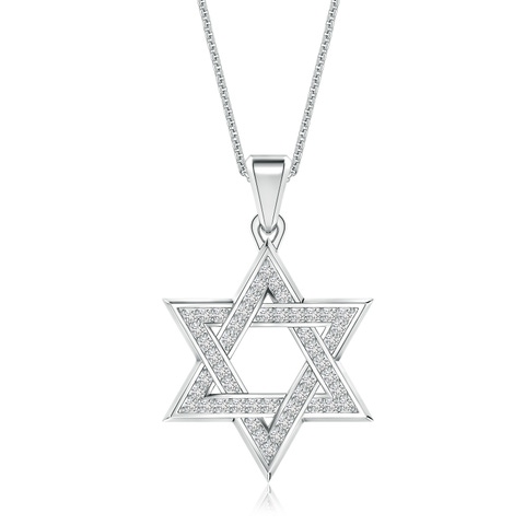 1.2mm HSI2 Pavé-Set Diamond Men's Star of David Pendant in White Gold