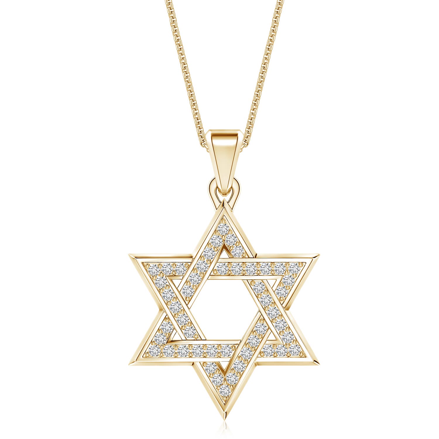 1.3mm HSI2 Pavé-Set Diamond Men's Star of David Pendant in Yellow Gold