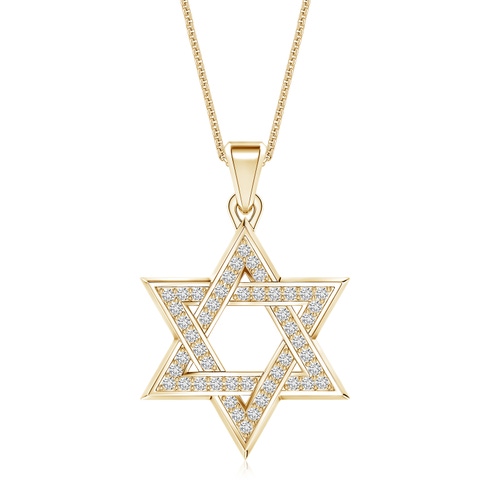 1.3mm HSI2 Pavé-Set Diamond Men's Star of David Pendant in Yellow Gold
