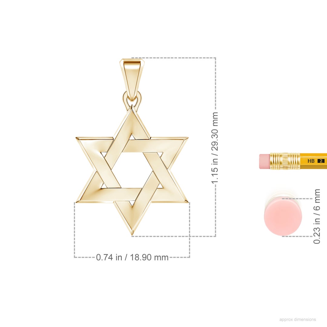 Men's Star of David Pendant in Yellow Gold - ruler