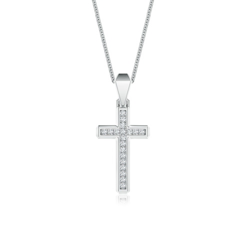 1.2mm GVS2 Pavé-Set Diamond Men's Cross Pendant in White Gold