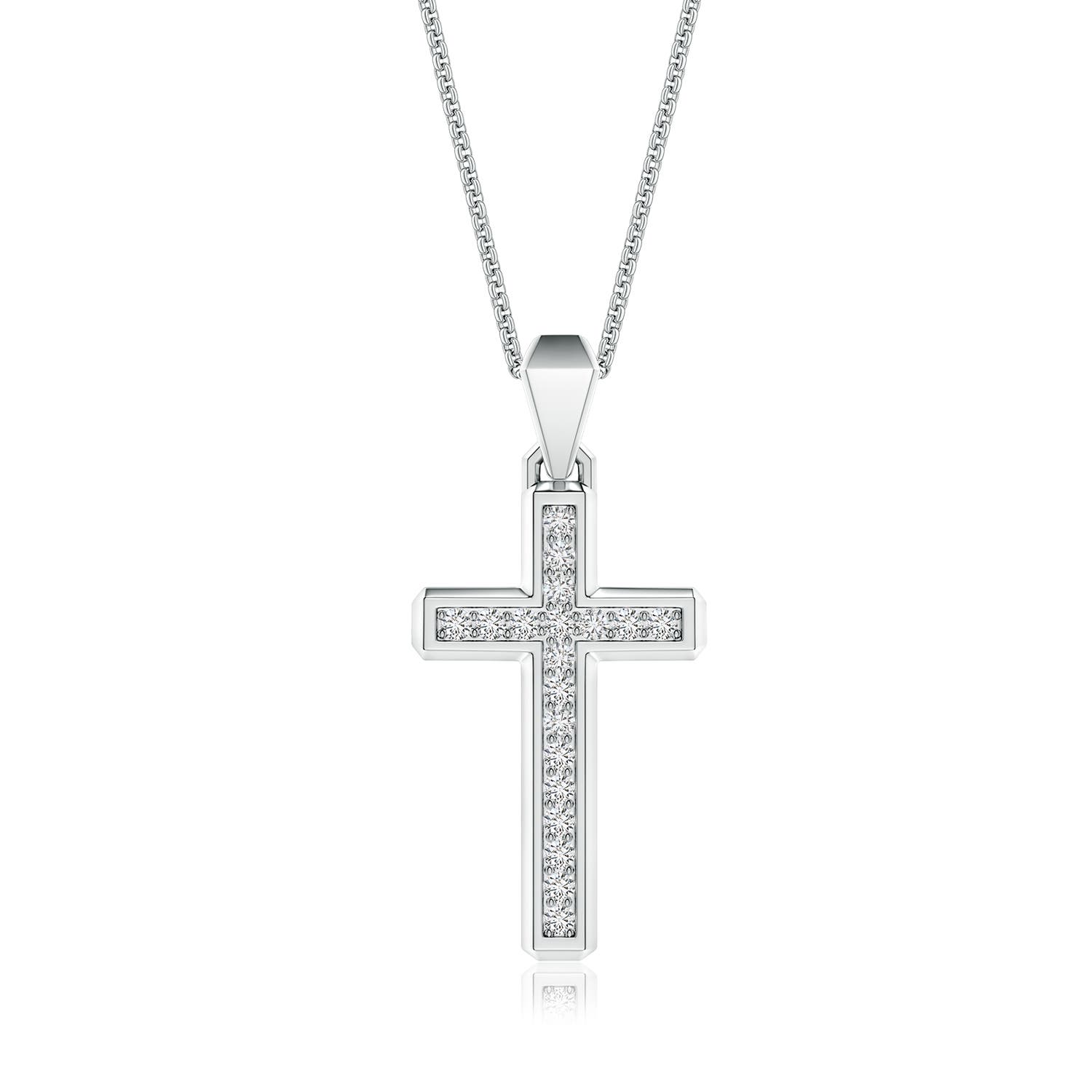 1.5mm HSI2 Pavé-Set Diamond Men's Cross Pendant in White Gold