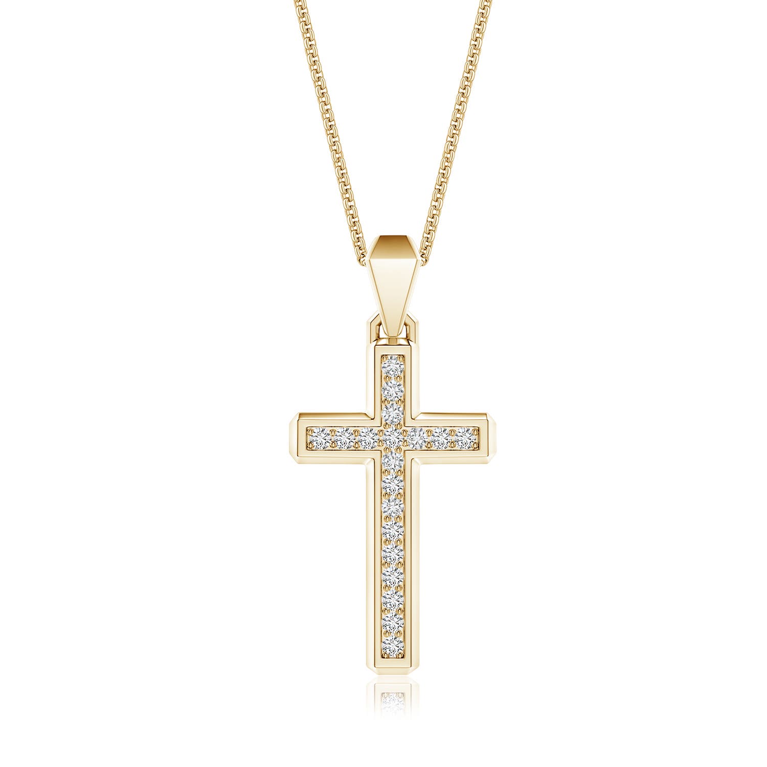 1.5mm HSI2 Pavé-Set Diamond Men's Cross Pendant in Yellow Gold