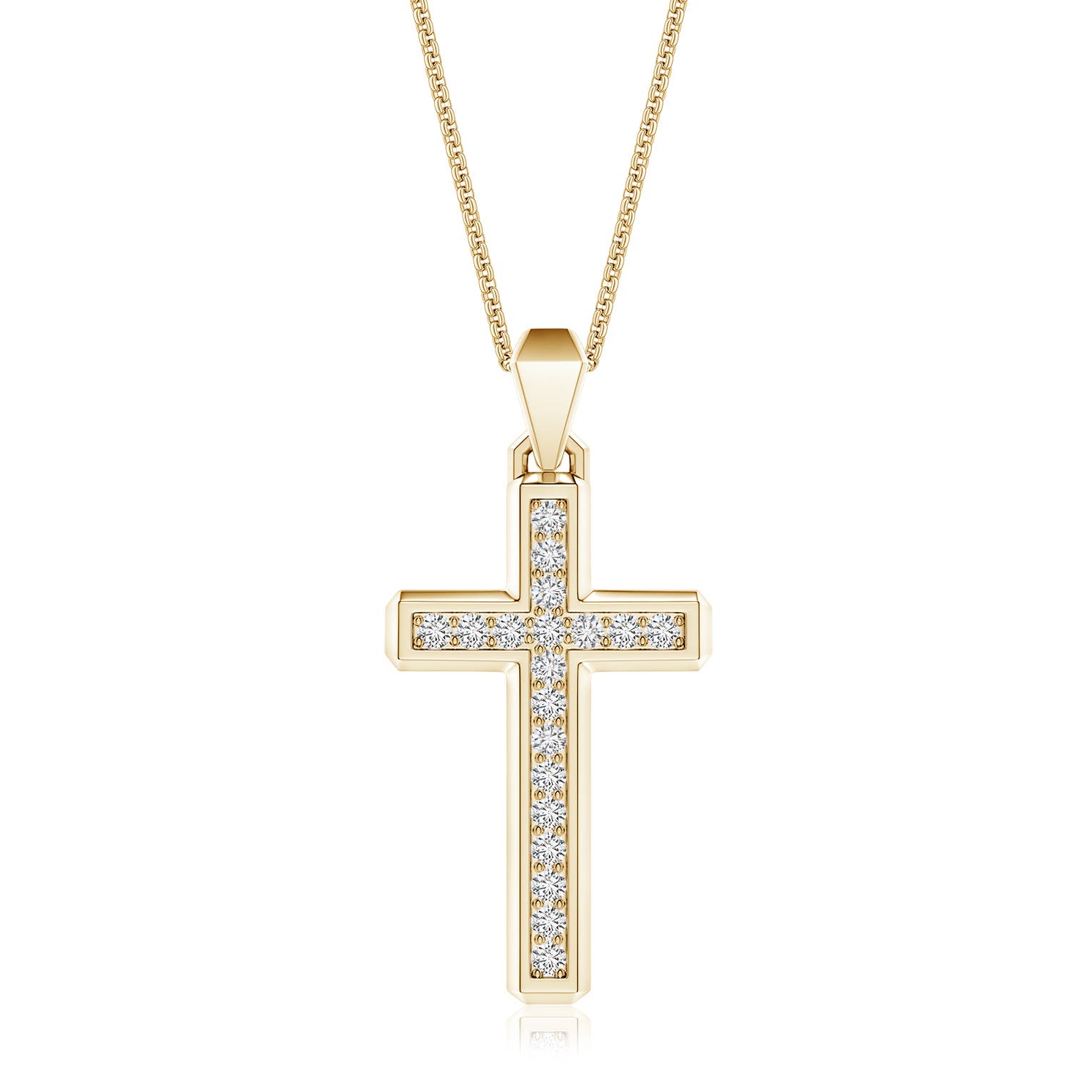 1.7mm HSI2 Pavé-Set Diamond Men's Cross Pendant in Yellow Gold