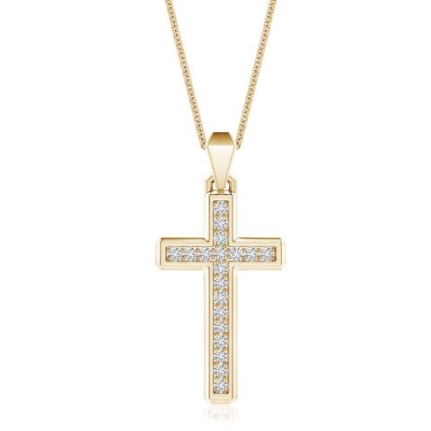 1.7mm HSI2 Pavé-Set Diamond Men's Cross Pendant in Yellow Gold