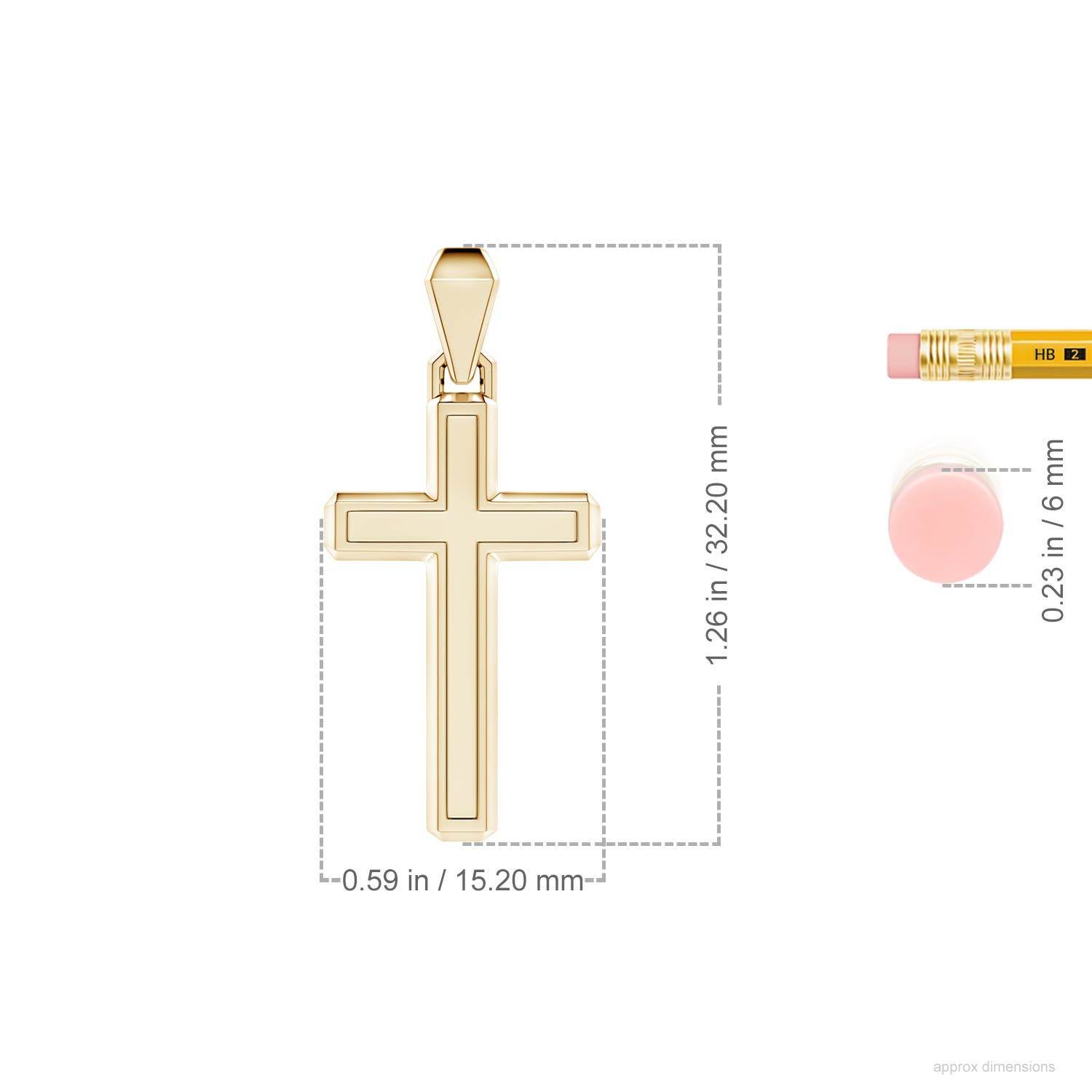 Men's Cross Pendant in Yellow Gold - ruler