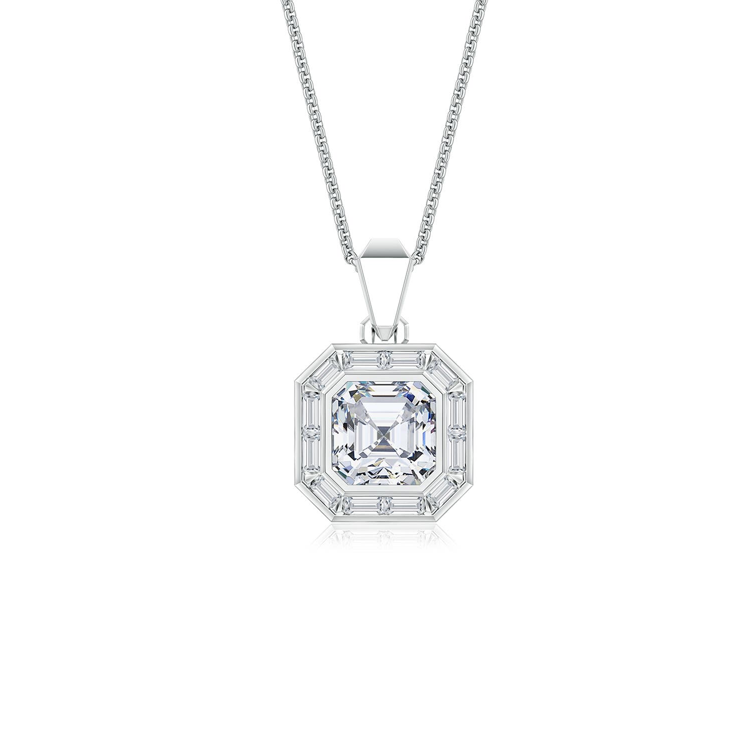 6mm GVS2 Asscher-Cut Diamond Men's Medallion Pendant in White Gold