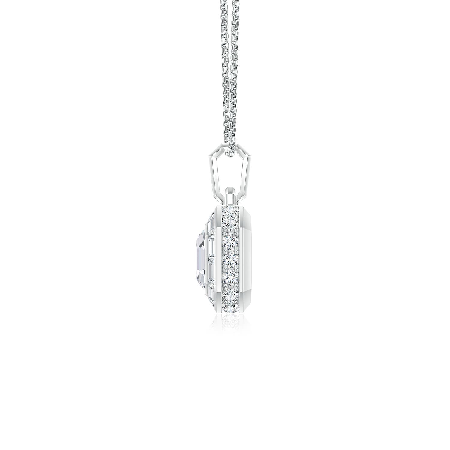 6mm GVS2 Asscher-Cut Diamond Men's Medallion Pendant in White Gold
