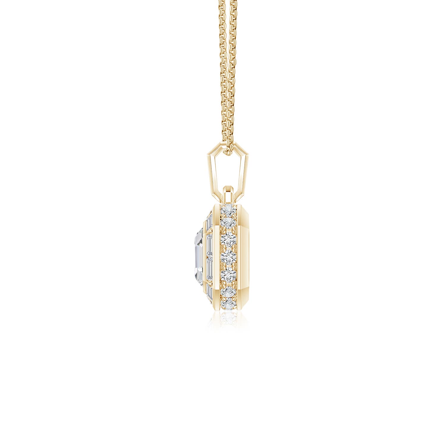 6mm HSI2 Asscher-Cut Diamond Men's Medallion Pendant in Yellow Gold - side 2