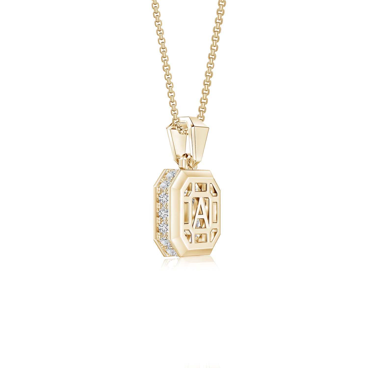 6mm HSI2 Asscher-Cut Diamond Men's Medallion Pendant in Yellow Gold - side 3