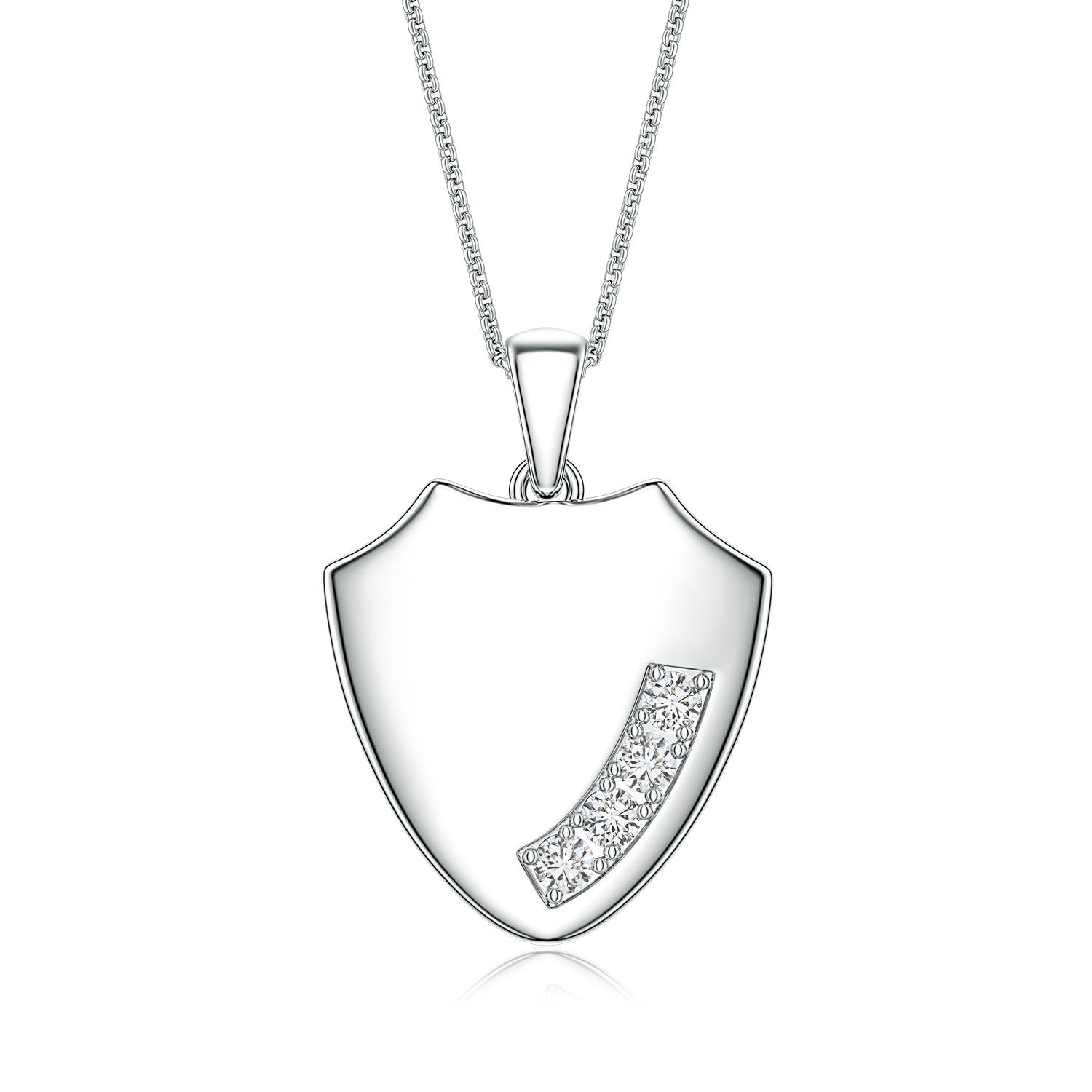 2.8mm HSI2 Diamond Shield-Shaped Men's Medallion Pendant in White Gold