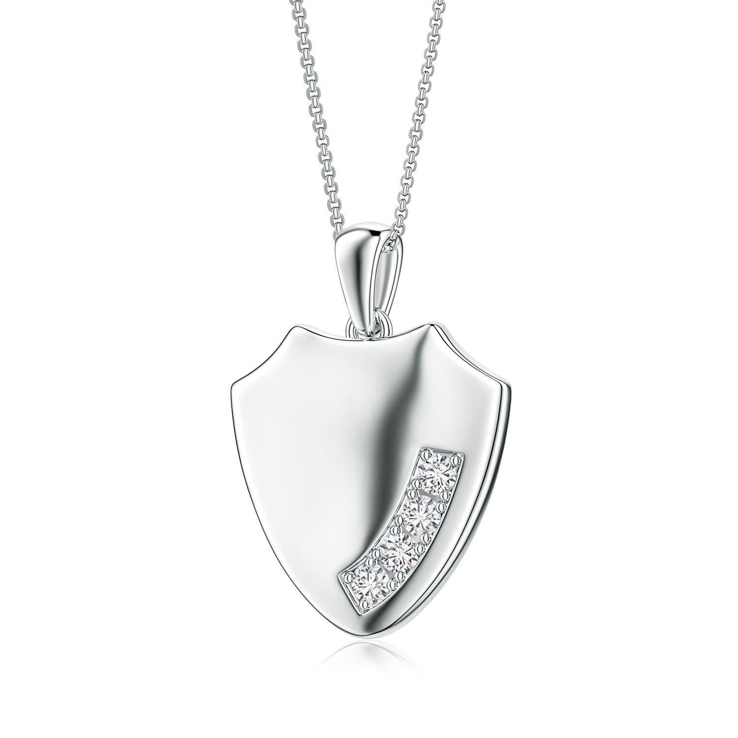 2.8mm HSI2 Diamond Shield-Shaped Men's Medallion Pendant in White Gold - side 2