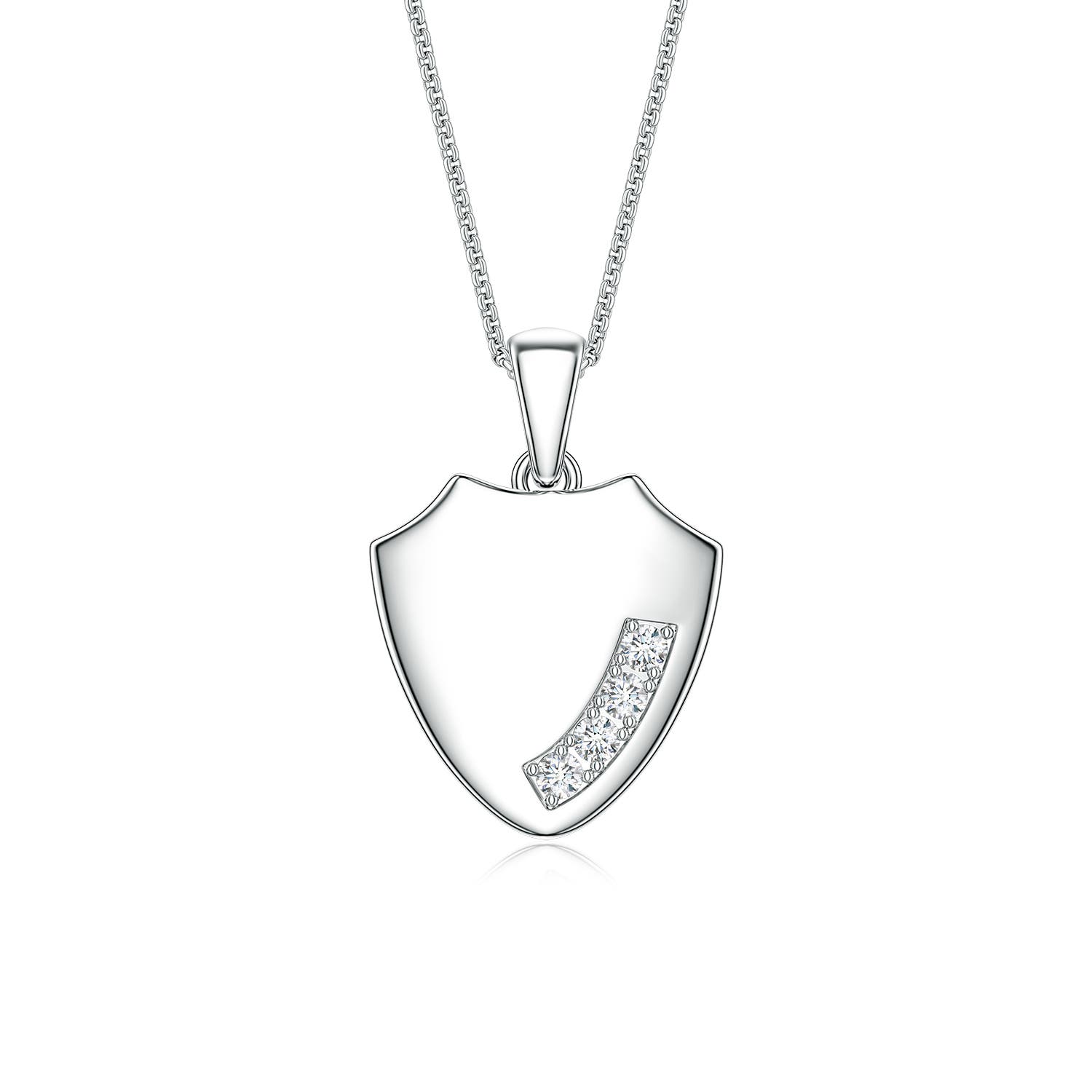 2mm GVS2 Diamond Shield-Shaped Men's Medallion Pendant in White Gold