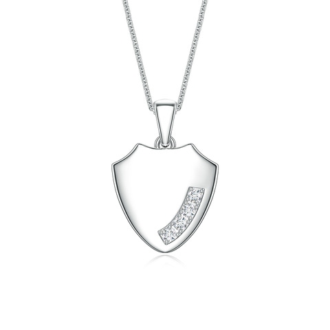 2mm GVS2 Diamond Shield-Shaped Men's Medallion Pendant in White Gold