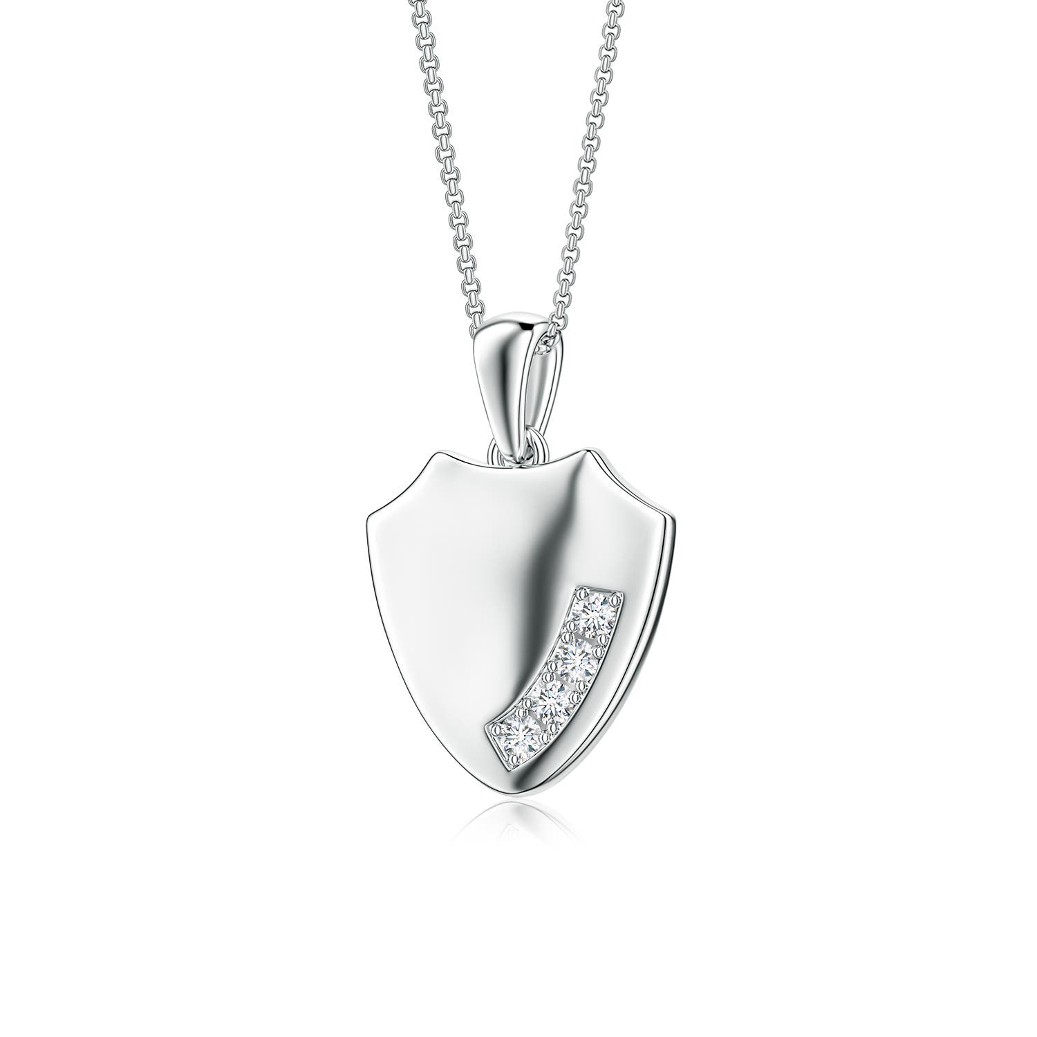 2mm GVS2 Diamond Shield-Shaped Men's Medallion Pendant in White Gold