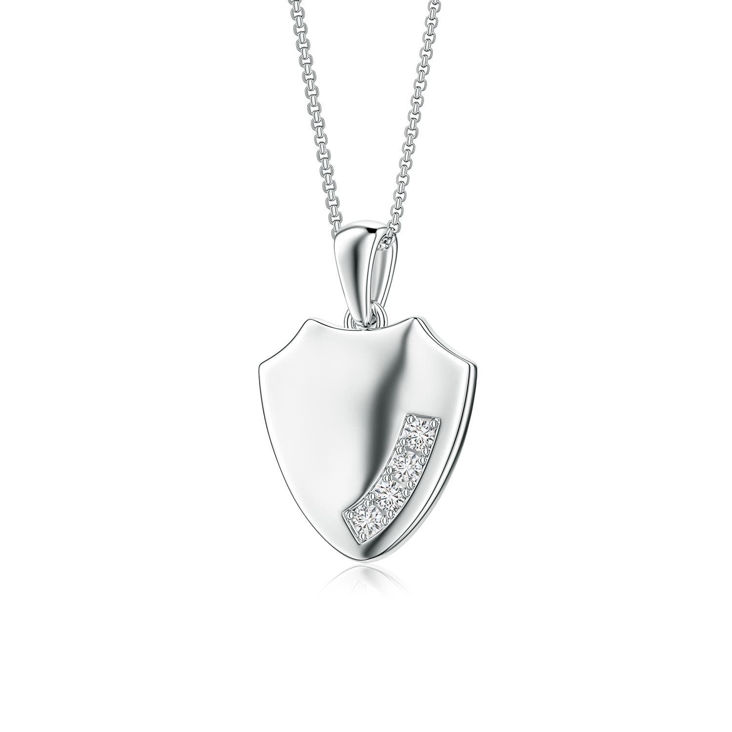 2mm HSI2 Diamond Shield-Shaped Men's Medallion Pendant in White Gold