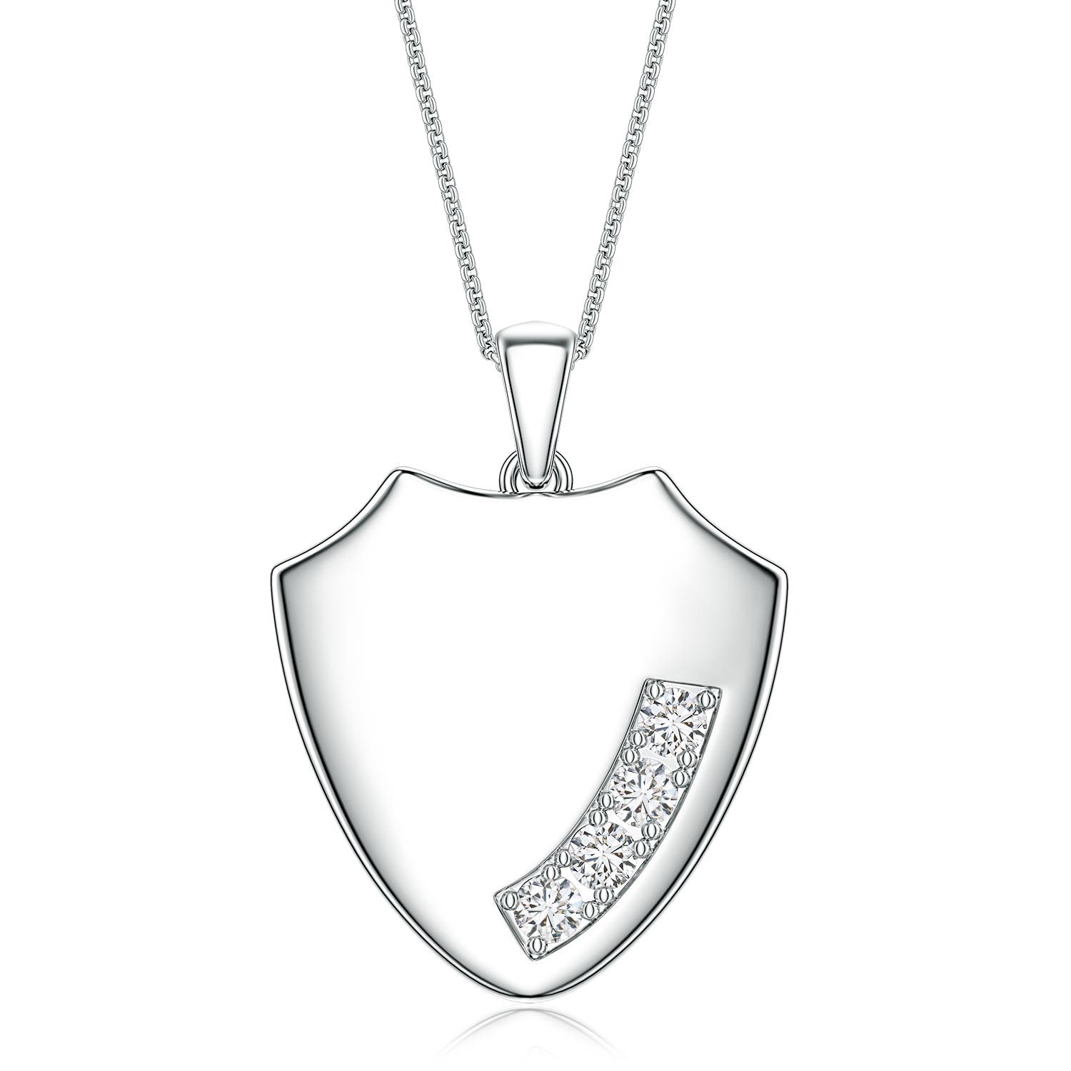 3mm HSI2 Diamond Shield-Shaped Men's Medallion Pendant in White Gold