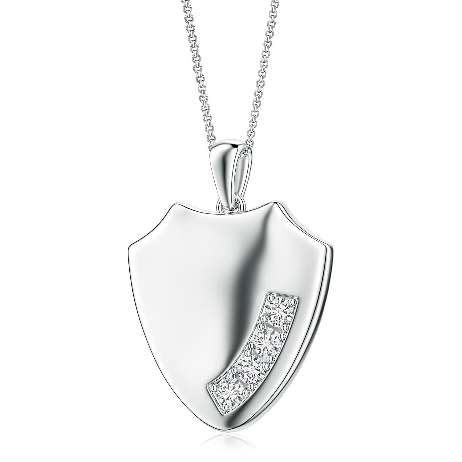 3mm HSI2 Diamond Shield-Shaped Men's Medallion Pendant in White Gold