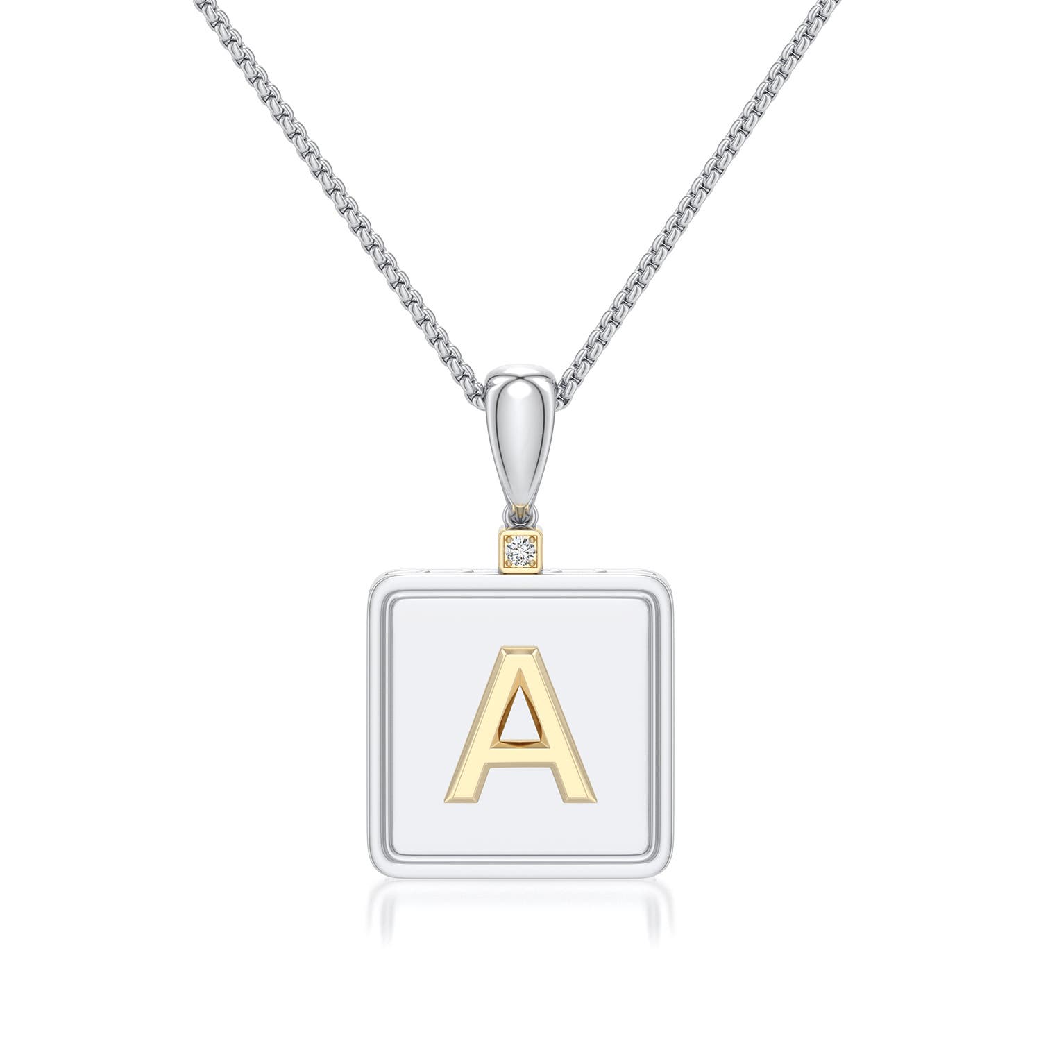 1.5mm HSI2 Sterling Silver and 18K Yellow Gold Men's Embossed Capital �A� Initial Pendant in 999-18K Mixed Metal - main
