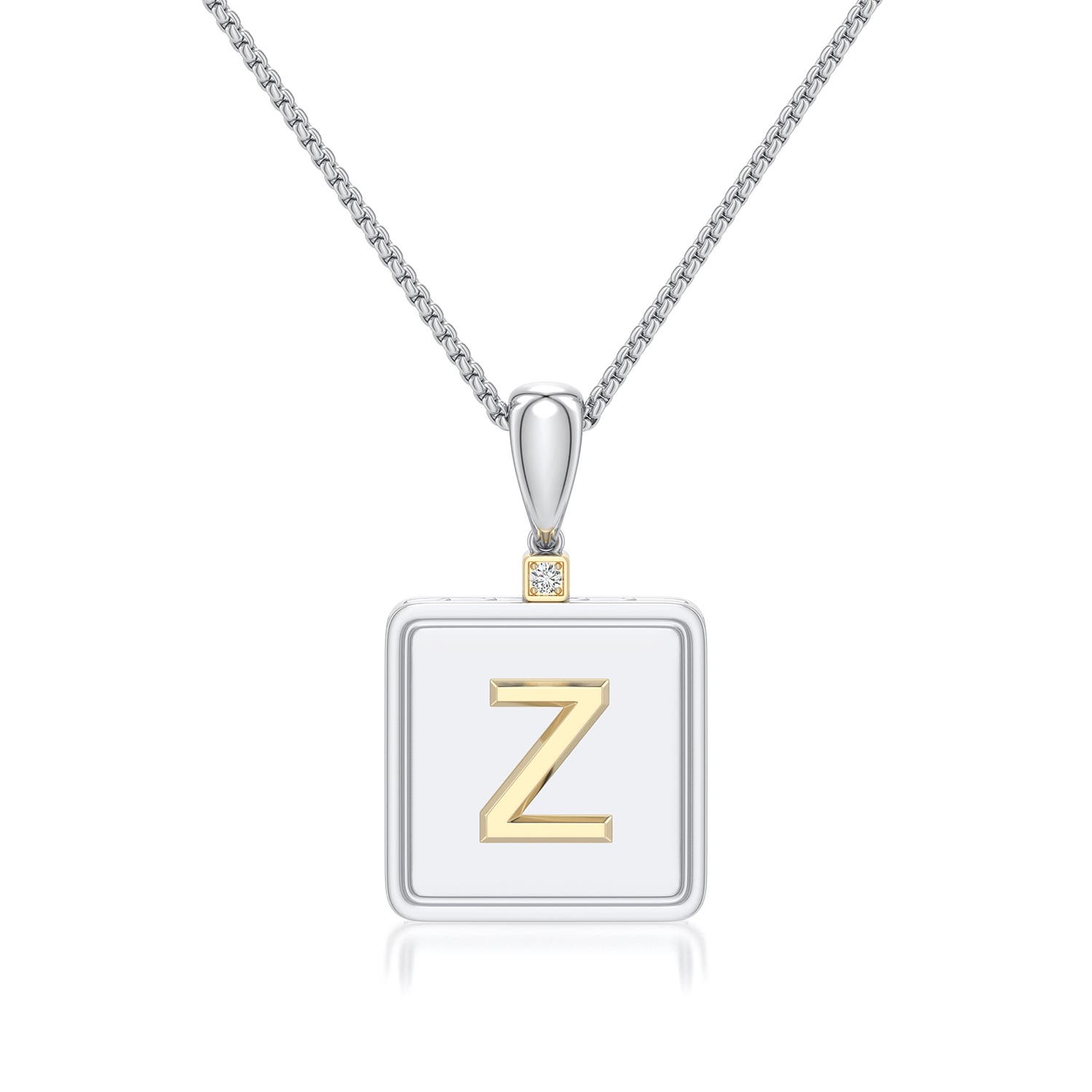 1.5mm HSI2 Sterling Silver and 18K Yellow Gold Men's Embossed Capital �Z� Initial Pendant in 999-18K Mixed Metal - main
