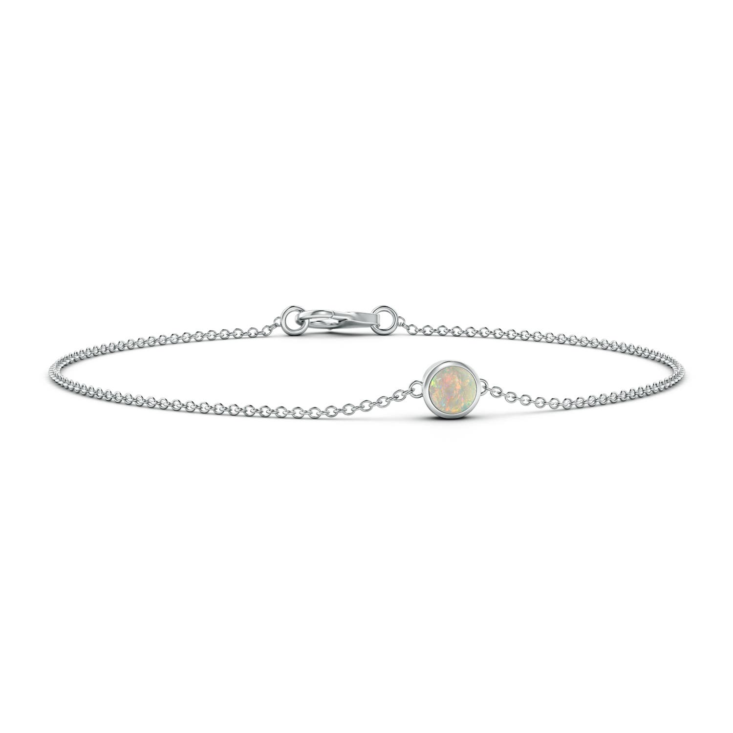 Bezel-Set Round Opal Chain Bracelet