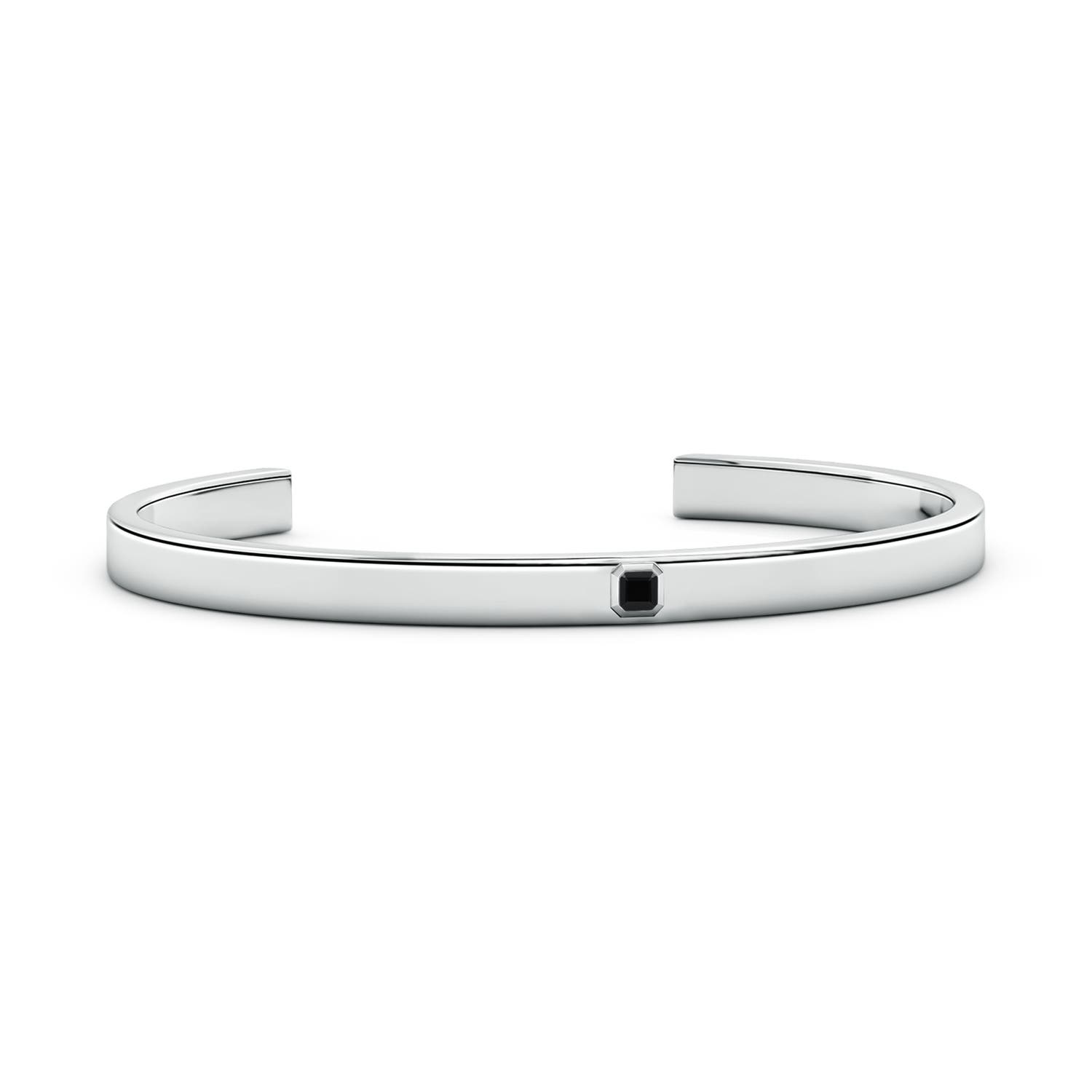 3mm Better Asscher-Cut Enhanced Black Diamond Men?s Cuff Bracelet in White Gold - main