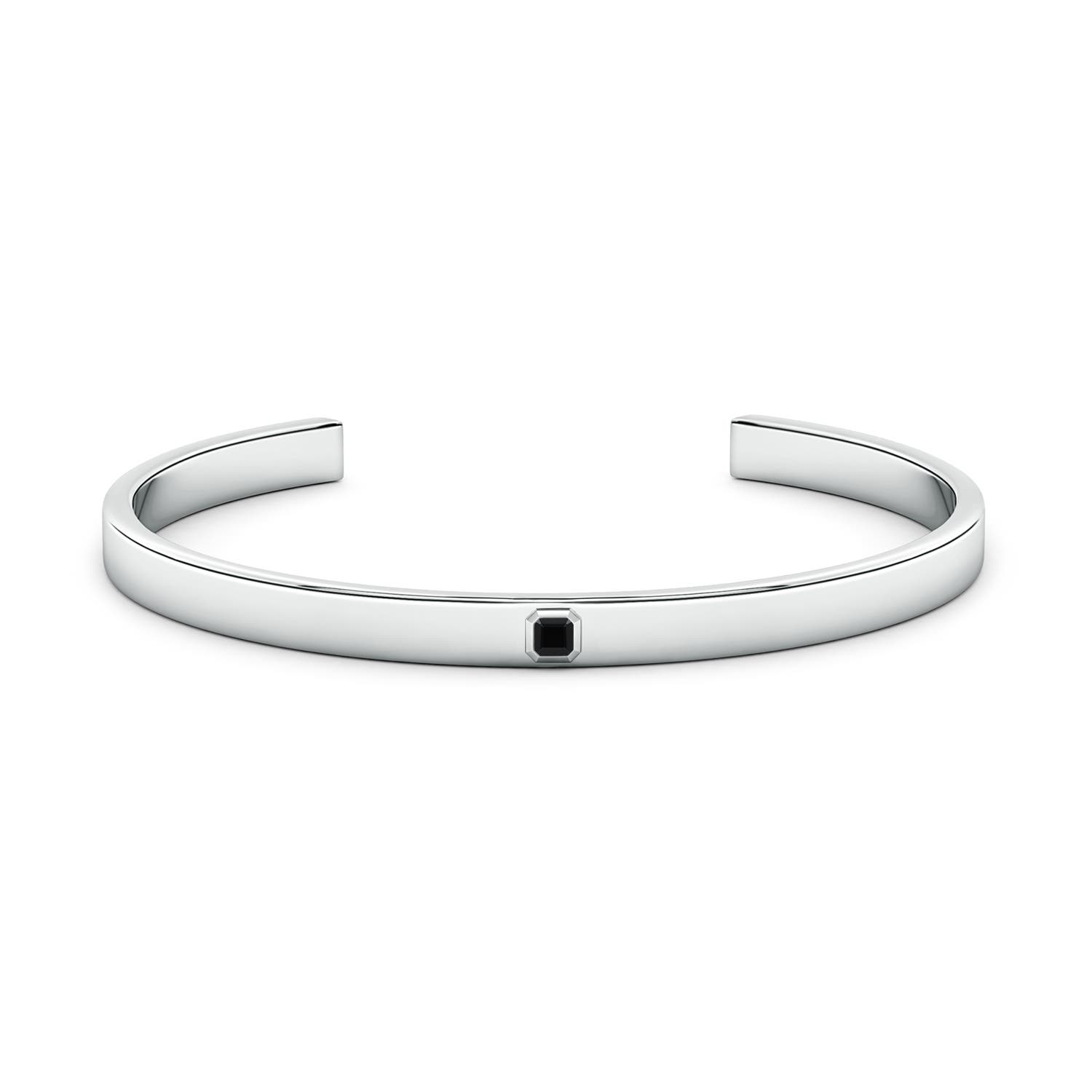 3mm Better Asscher-Cut Enhanced Black Diamond Men?s Cuff Bracelet in White Gold - side 1