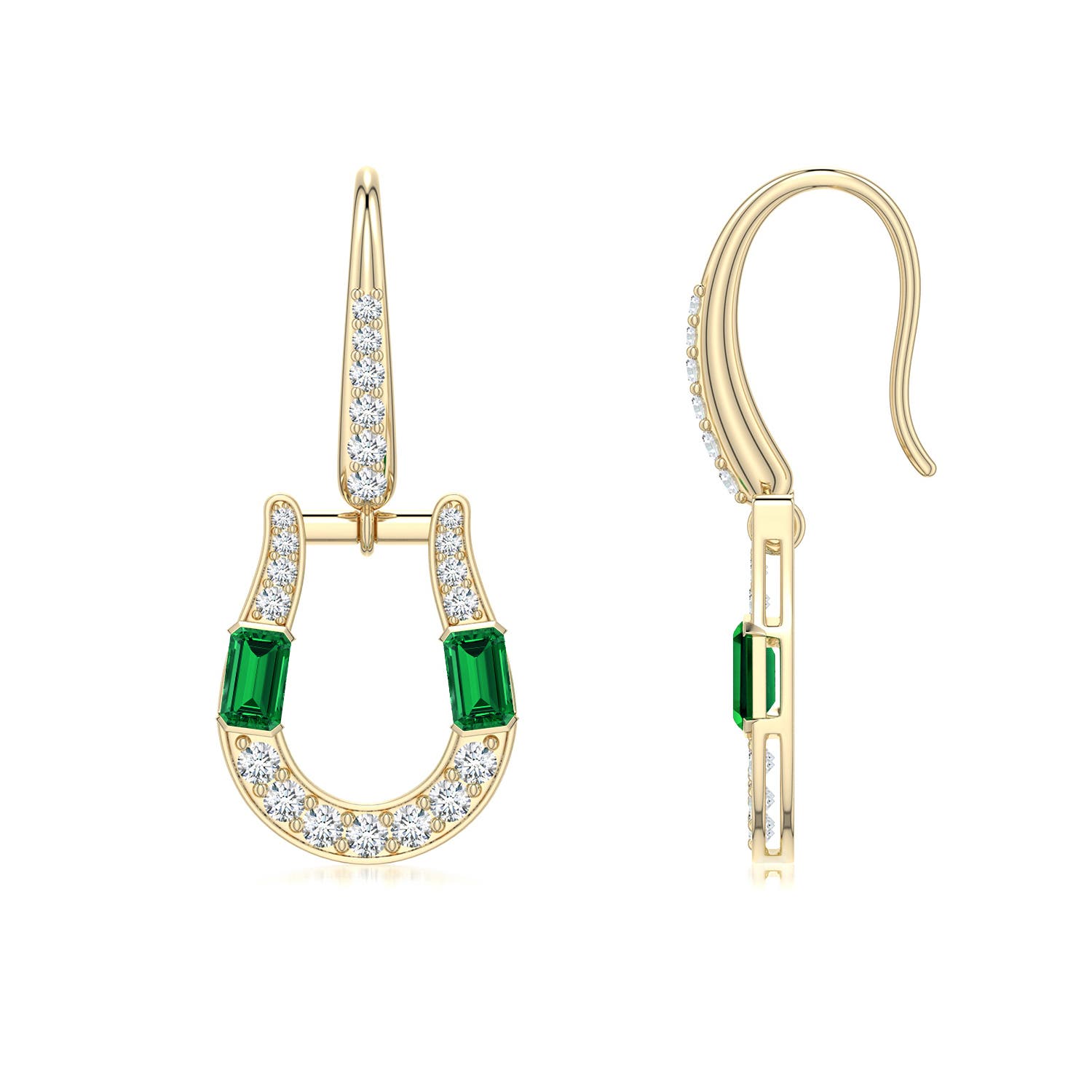 5x3mm Labgrown Equestria Horseshoe Earrings in Yellow Gold - side