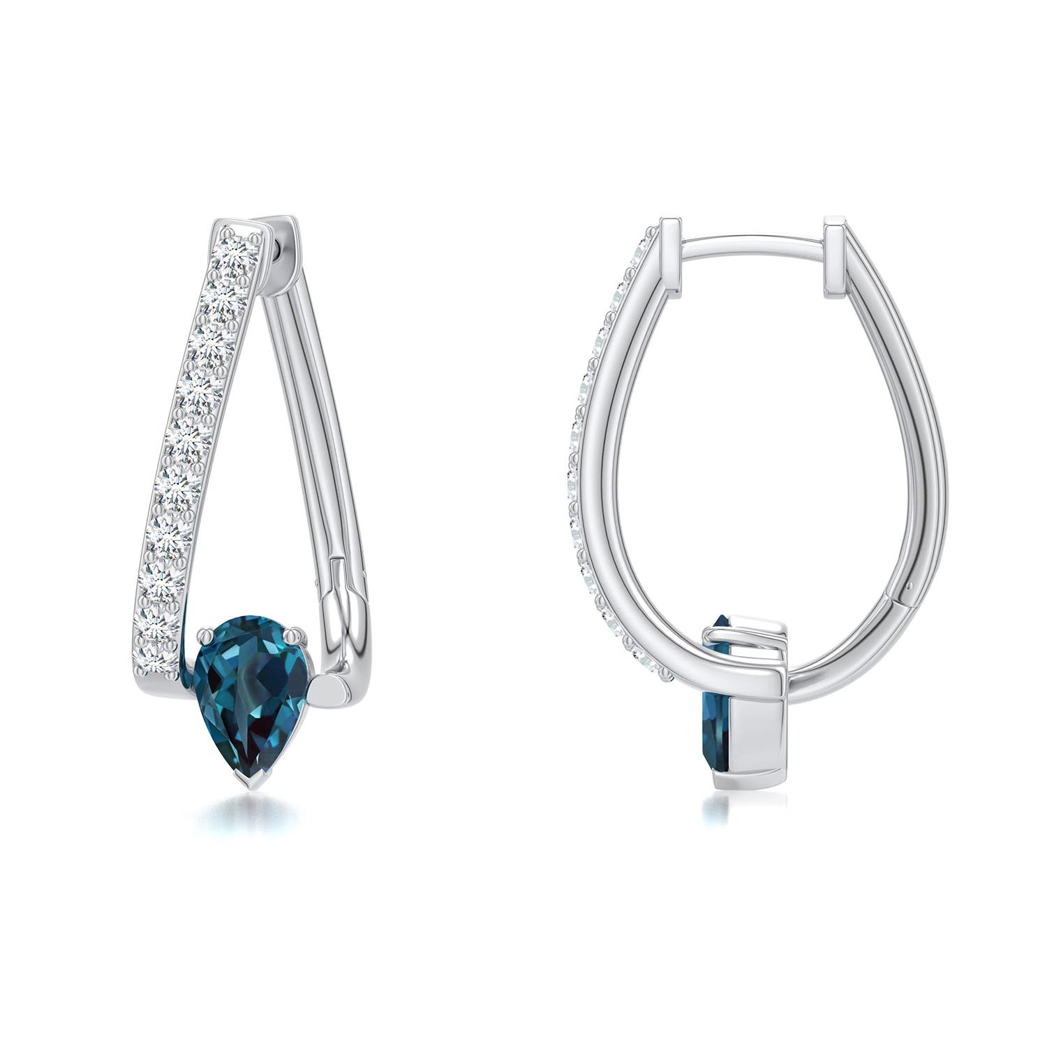6x4mm Labgrown Uncircle Lab-Grown Alexandrite Teardrop Hoops in White Gold - main