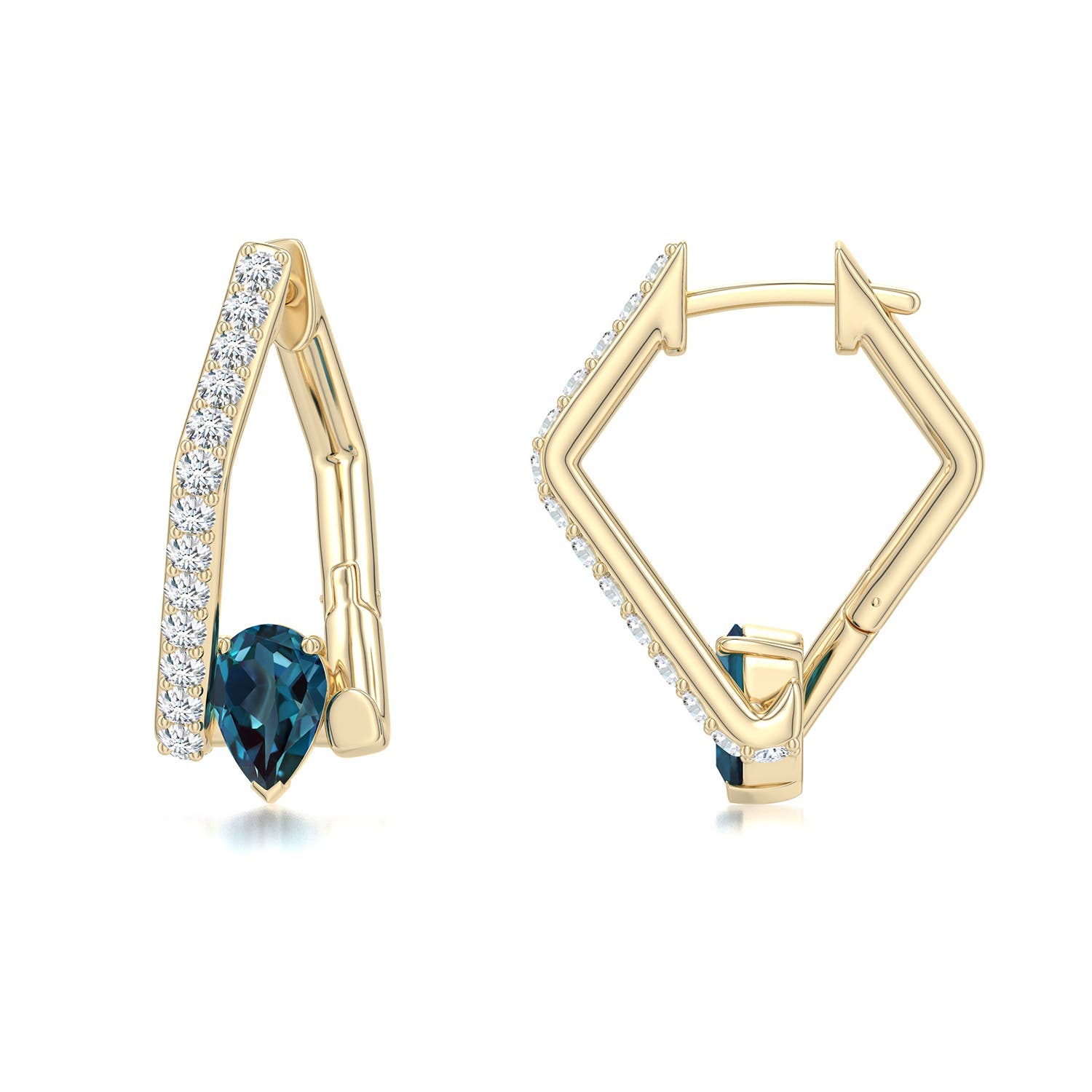 6x4mm Labgrown Uncircle Lab-Grown Alexandrite Kite Hoops in Yellow Gold - main