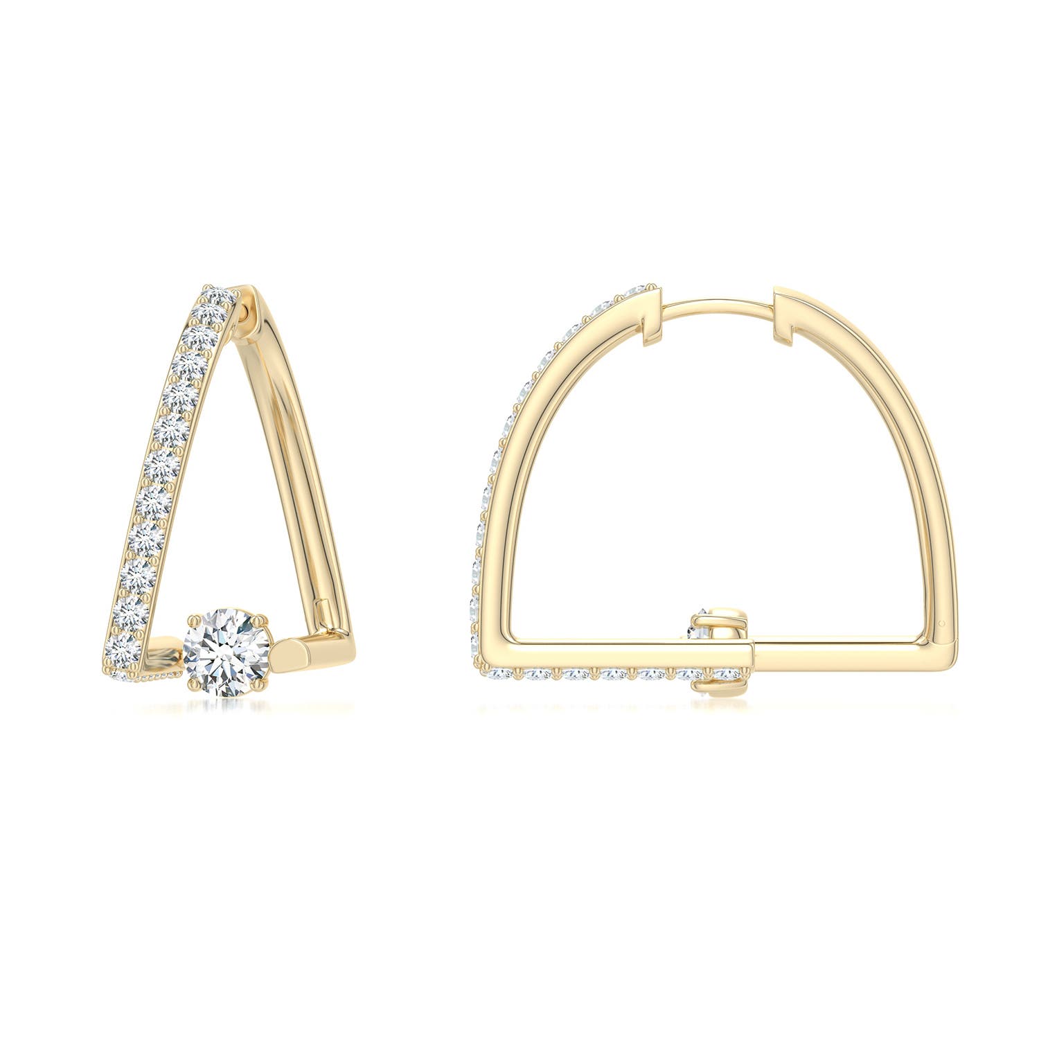 4mm FGVS Uncircle Lab-Grown Diamond Half Moon Hoops in Yellow Gold - main