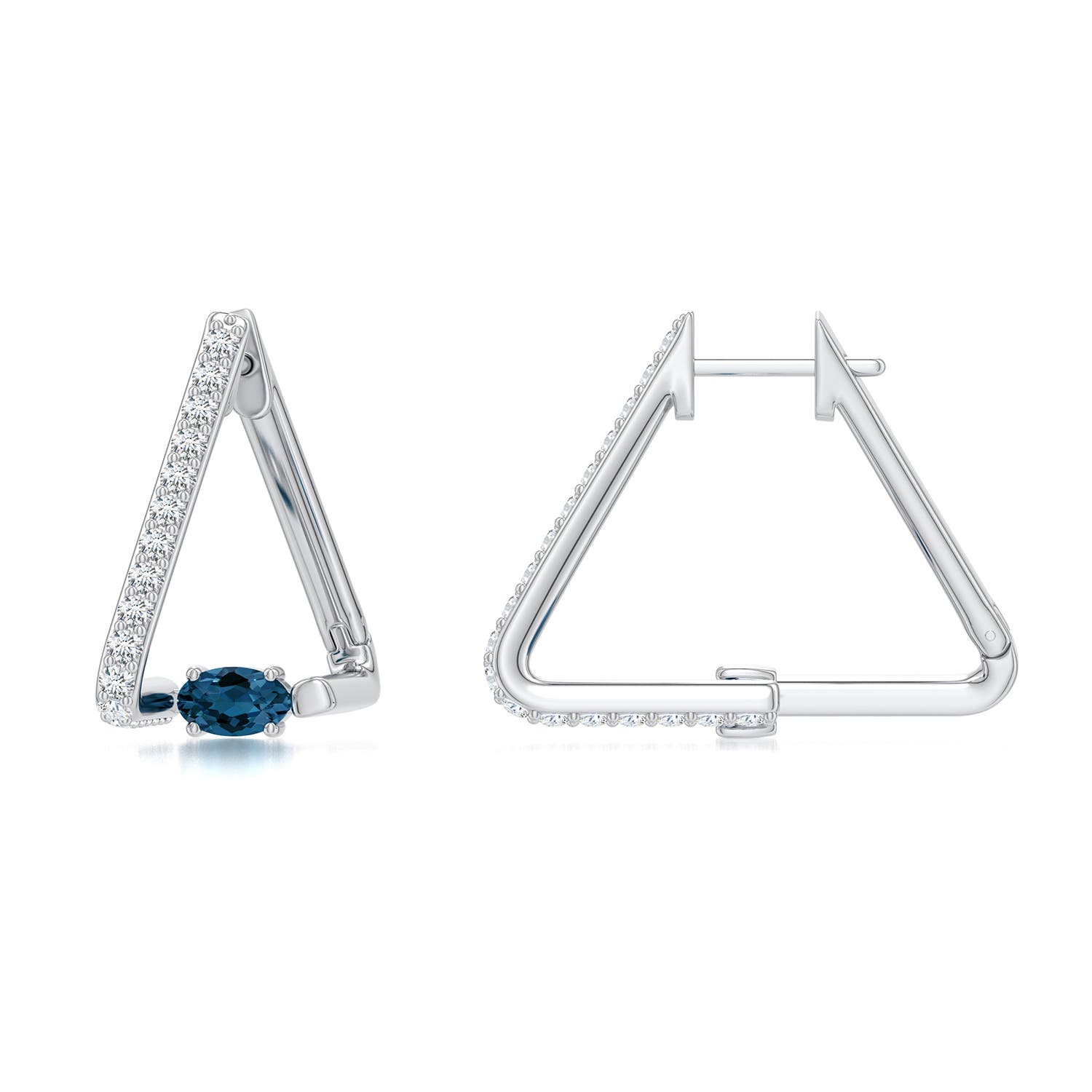 5x3mm AAA Uncircle London Blue Topaz Triangle Hoops in White Gold - main