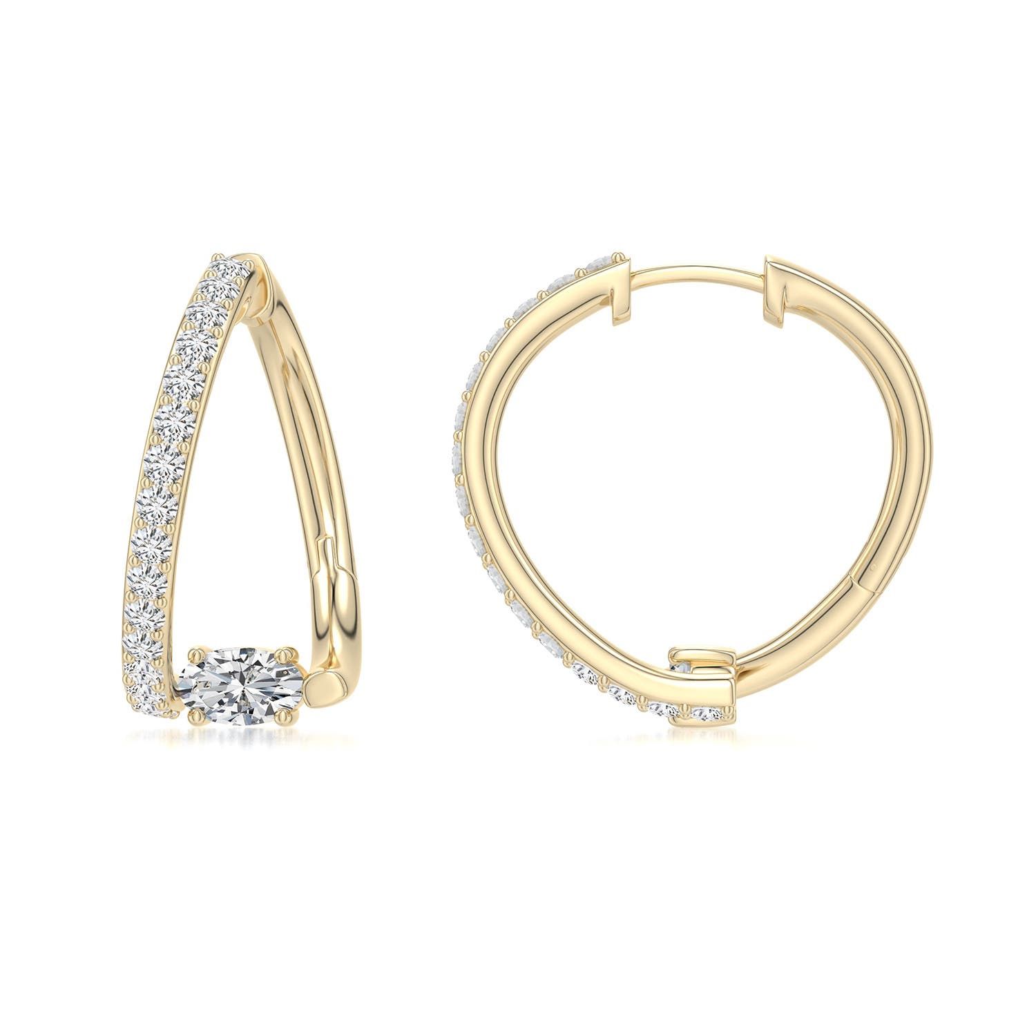 5x3mm HSI2 Uncircle Diamond Horseshoe Hoops in Yellow Gold - main