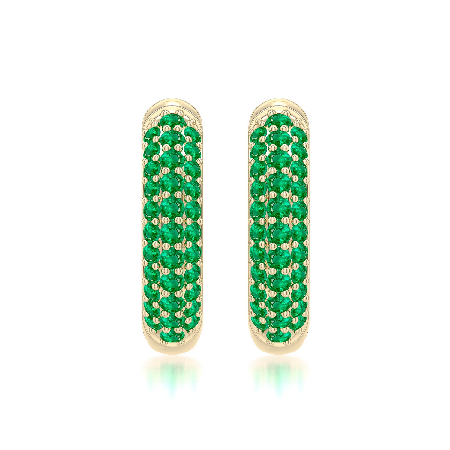 Octogon Shell Pavé Emerald Hoop Earrings | Angara Australia