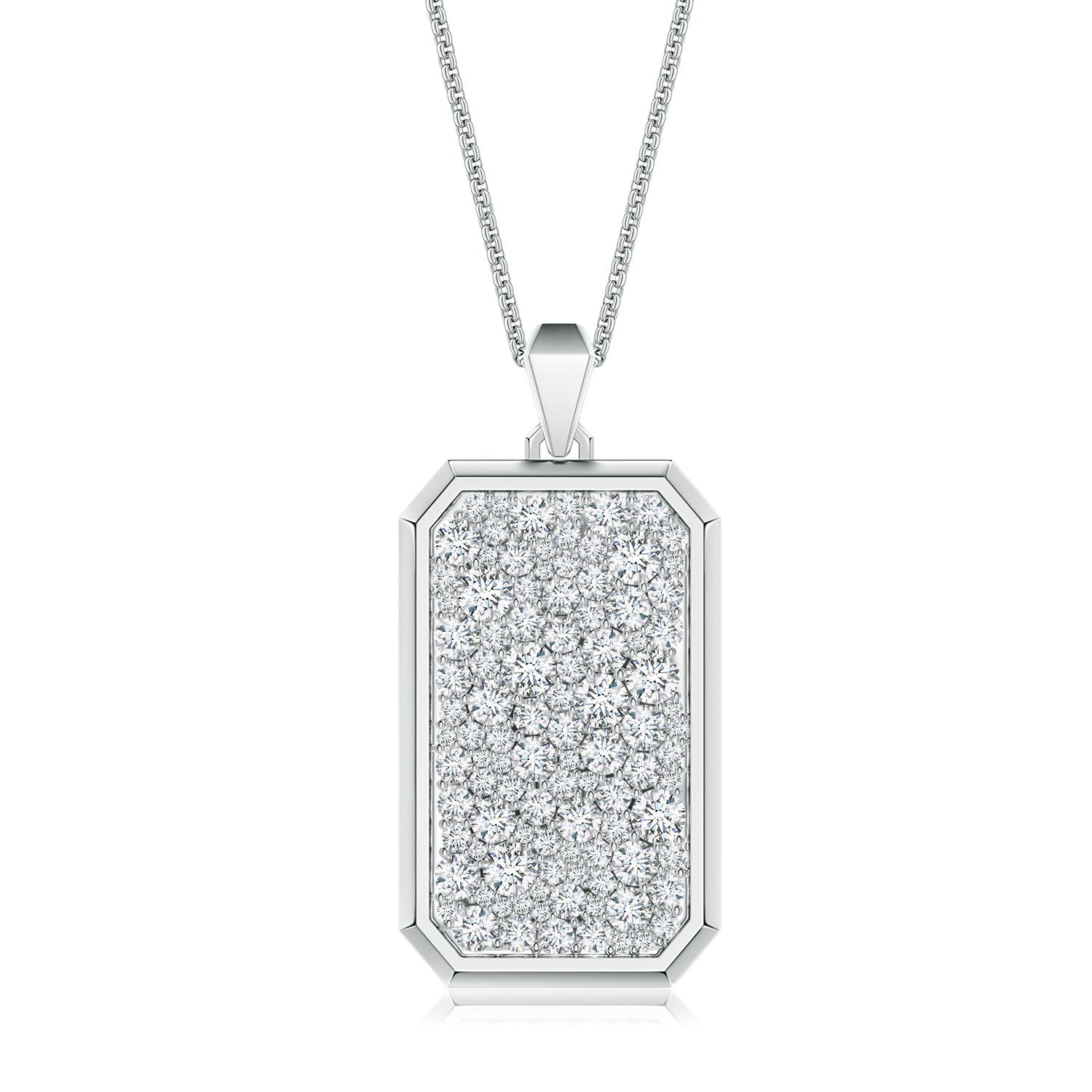 3mm FGVS Pav�-Set Lab-Grown Diamond Men�s Elongated Octagon Tag Pendant in White Gold - main