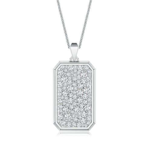 3mm FGVS Pav�-Set Lab-Grown Diamond Men�s Elongated Octagon Tag Pendant in White Gold - main